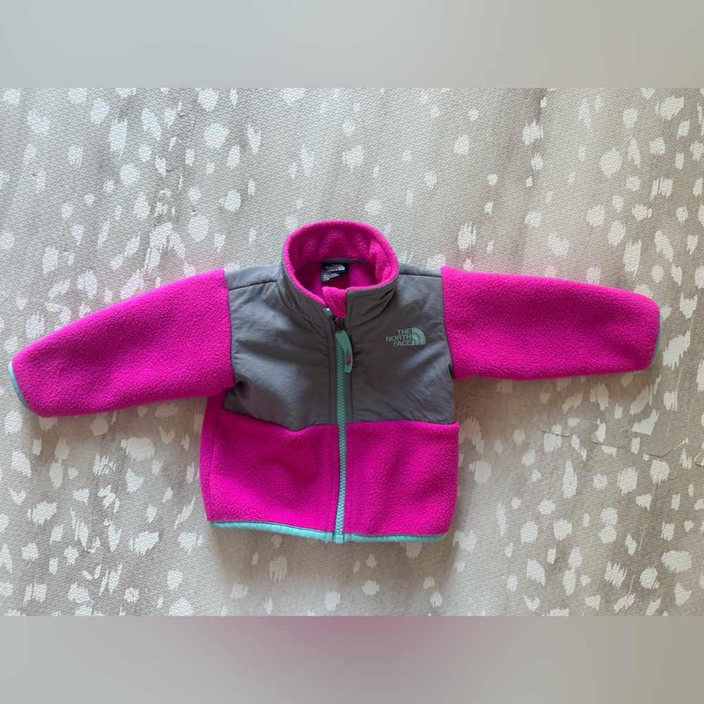 The North Face Denali Baby Girl Fuchsia and Gray Fleece Jacket
